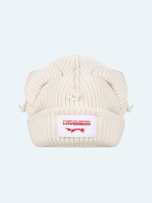 SUPERSIZED CHUNKY EARS BEANIE in ECRU
