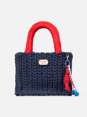 BUCKET BAG WITH LOBSTER CHARM in NAVY RED