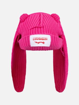CHUNKY RABBIT BEANIE in PINK