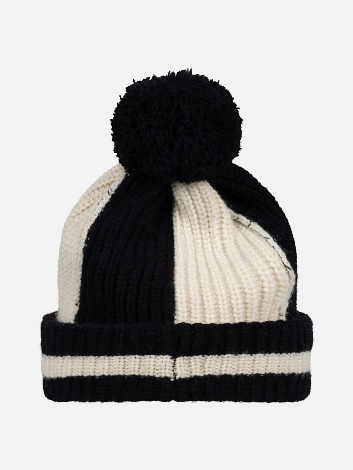 POMPOM BEANIE in BLACK ECRU - Image 2