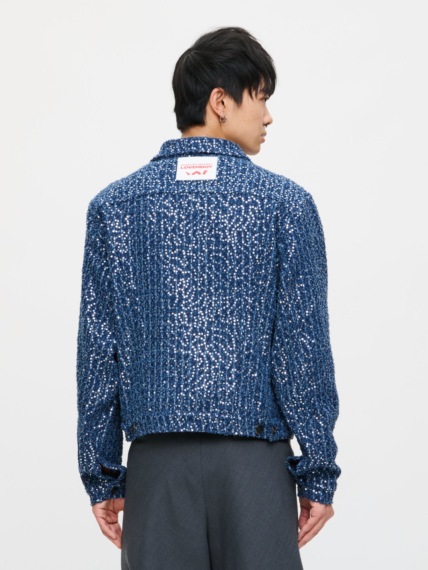 ART DENIM JACKET in DISTRESSED SEQUIN DENIM - Image 4