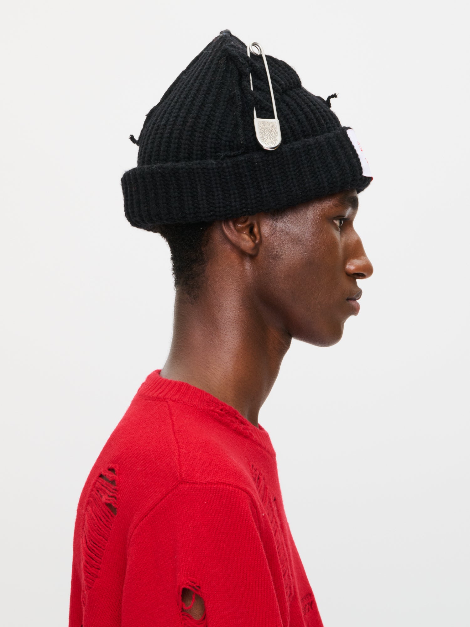 CHUNKY PUNK EARS BEANIE in BLACK - Image 4