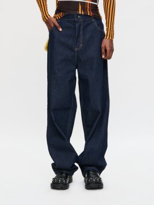 LOOSE FIT JEAN WITH KNITTED POCKET in INDIGO DENIM