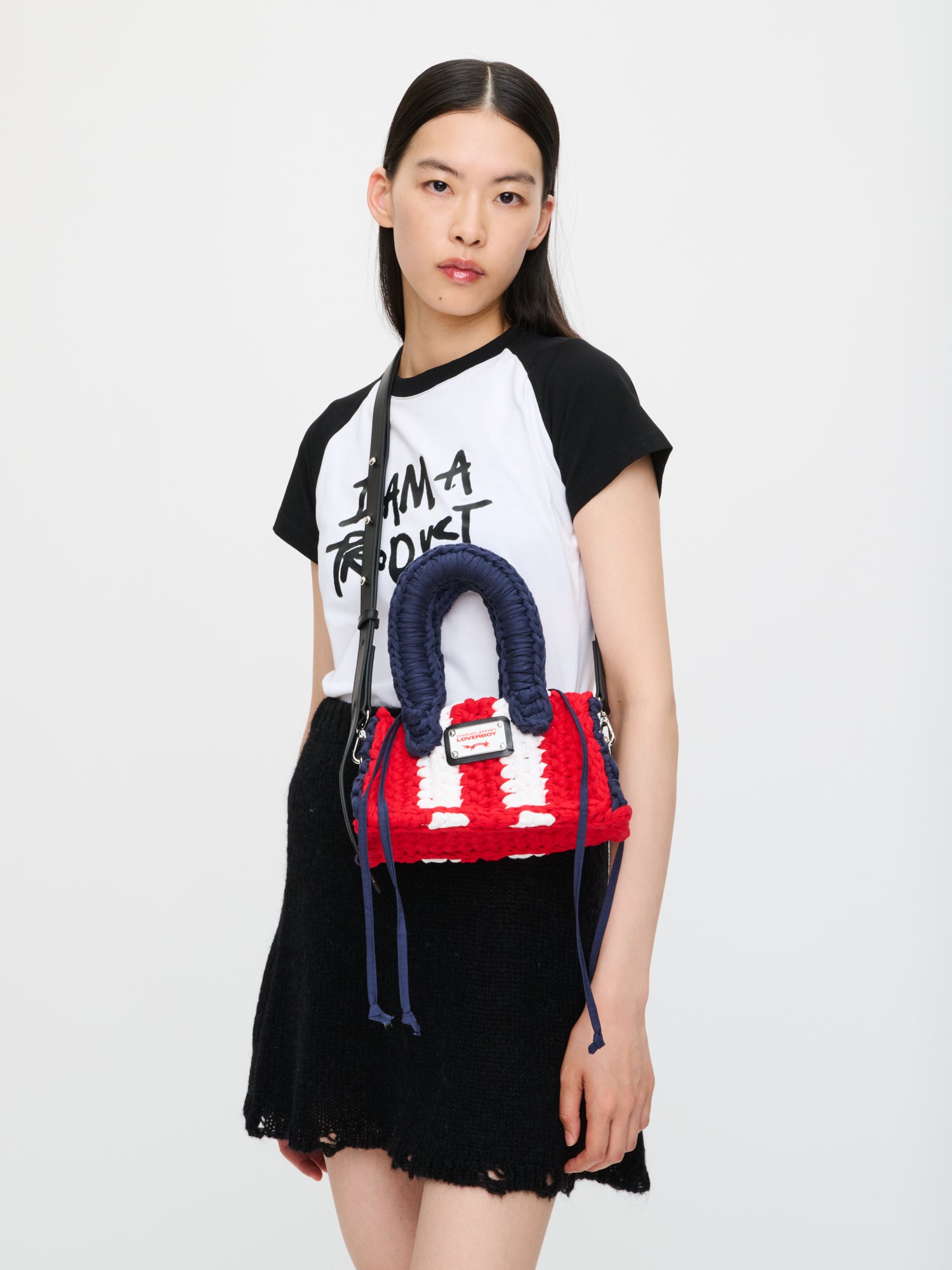PETITE BUCKET BAG in RED WHITE NAVY - Image 3