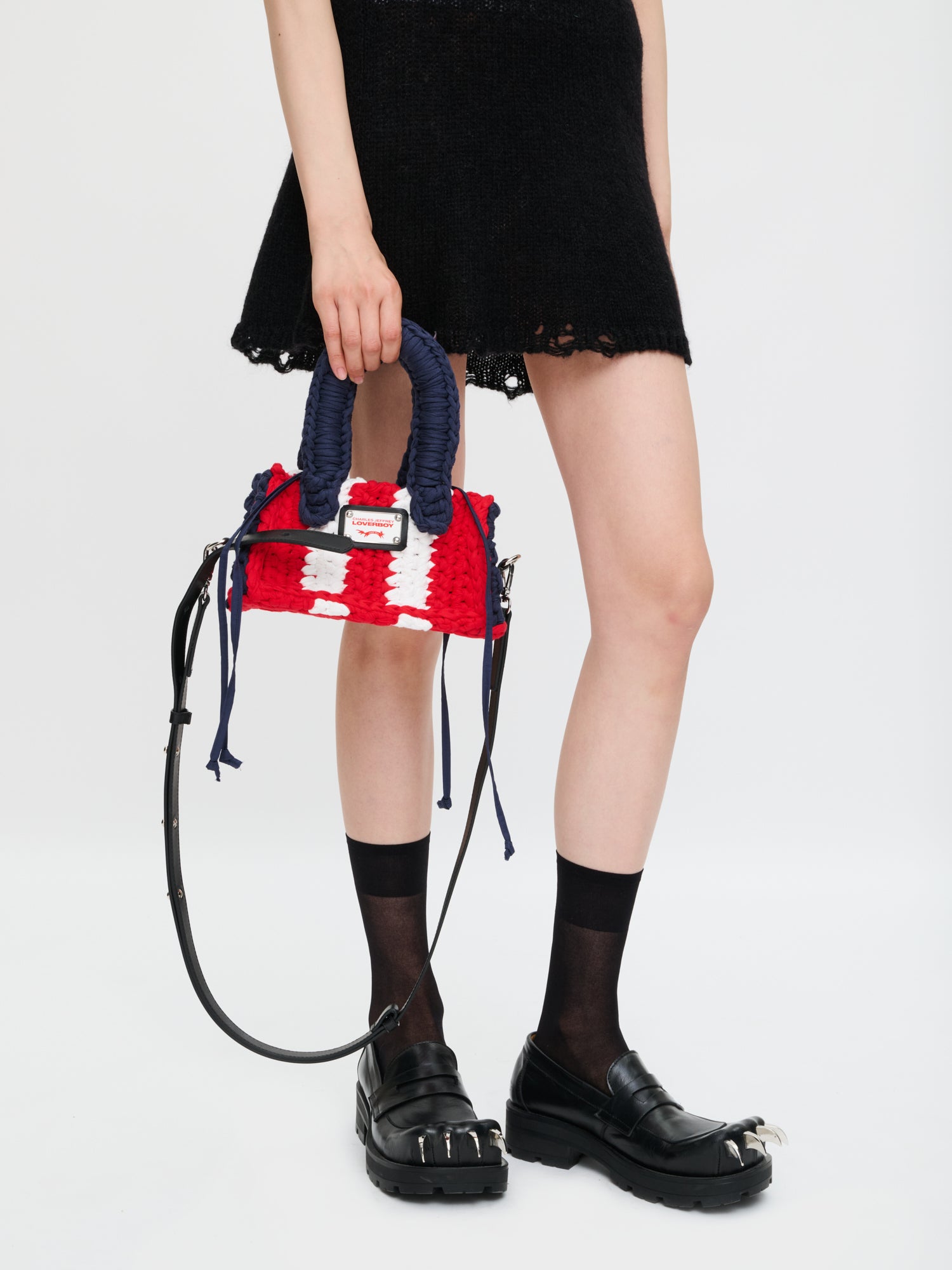PETITE BUCKET BAG in RED WHITE NAVY - Image 4