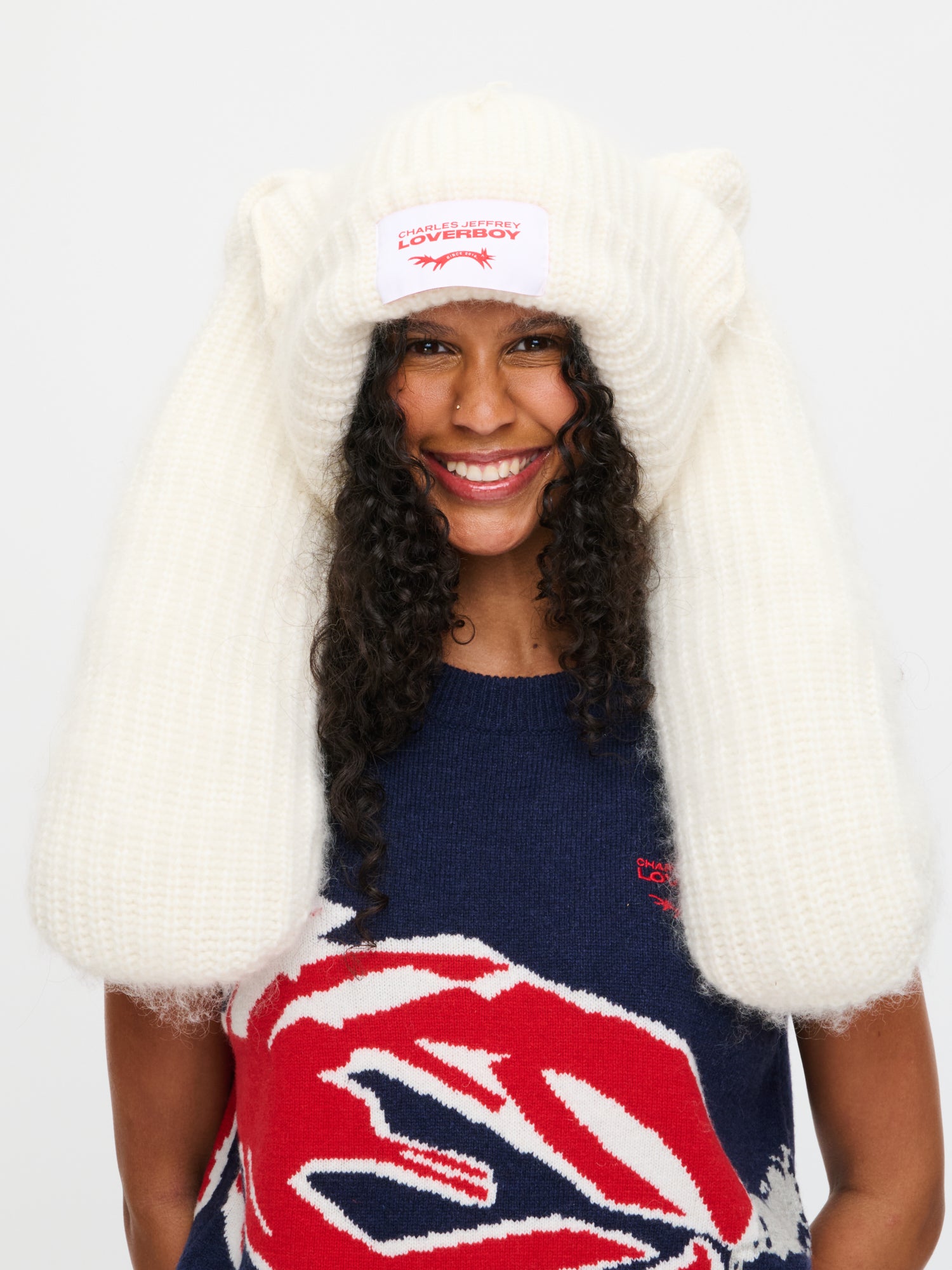 ARTISANAL SUPERSIZED RABBIT BEANIE in ECRU - Image 3