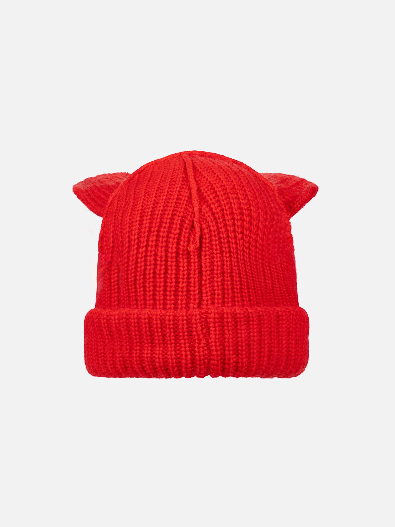 ARTISANAL SUPERSIZED FOX BEANIE in RED BLACK - Image 2