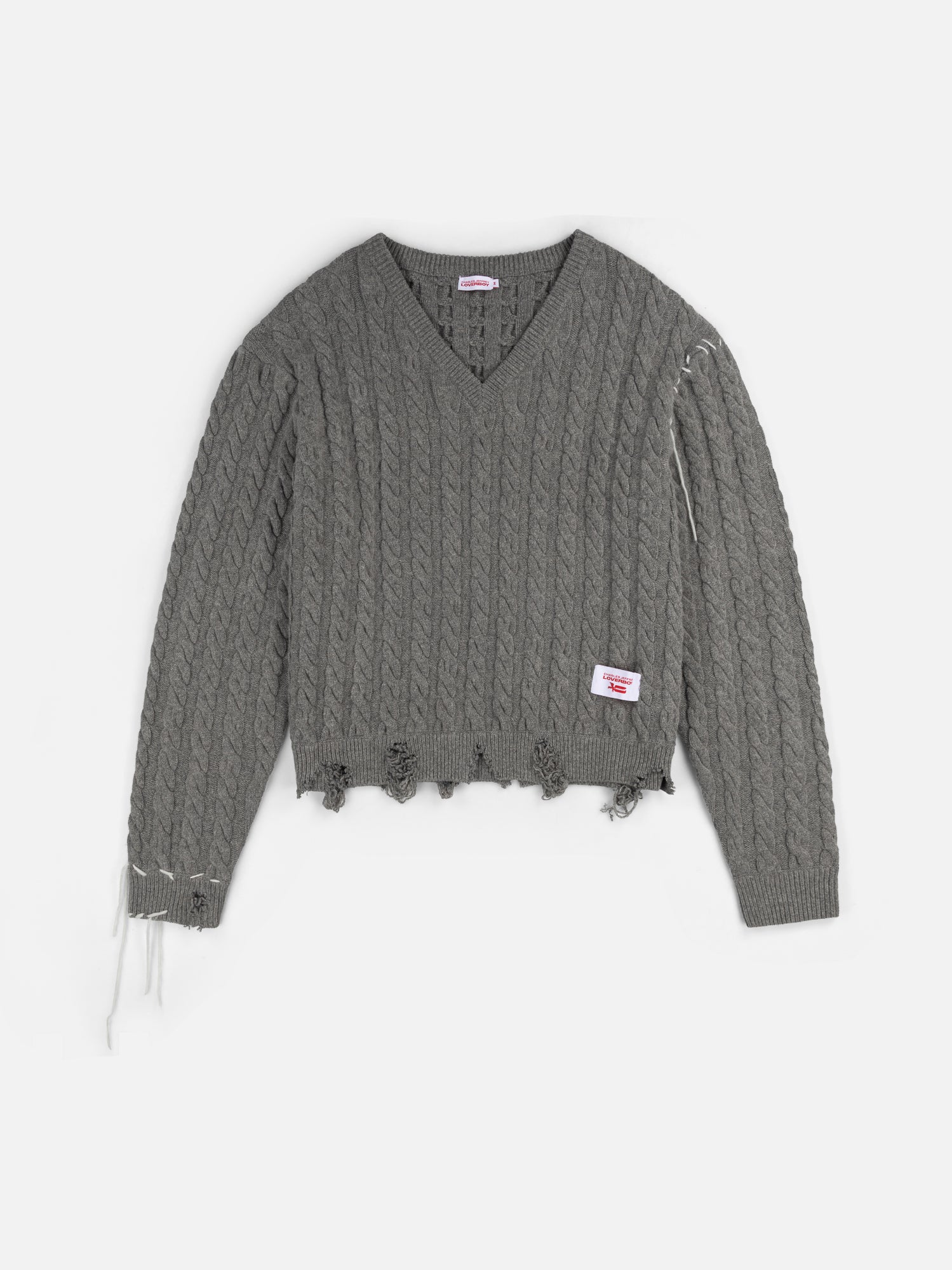 LABEL CABLE KNITTED JUMPER in GREY - Image 6