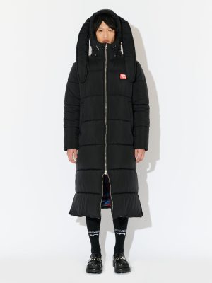 LONG BUNNY PUFFER JACKET in BLACK