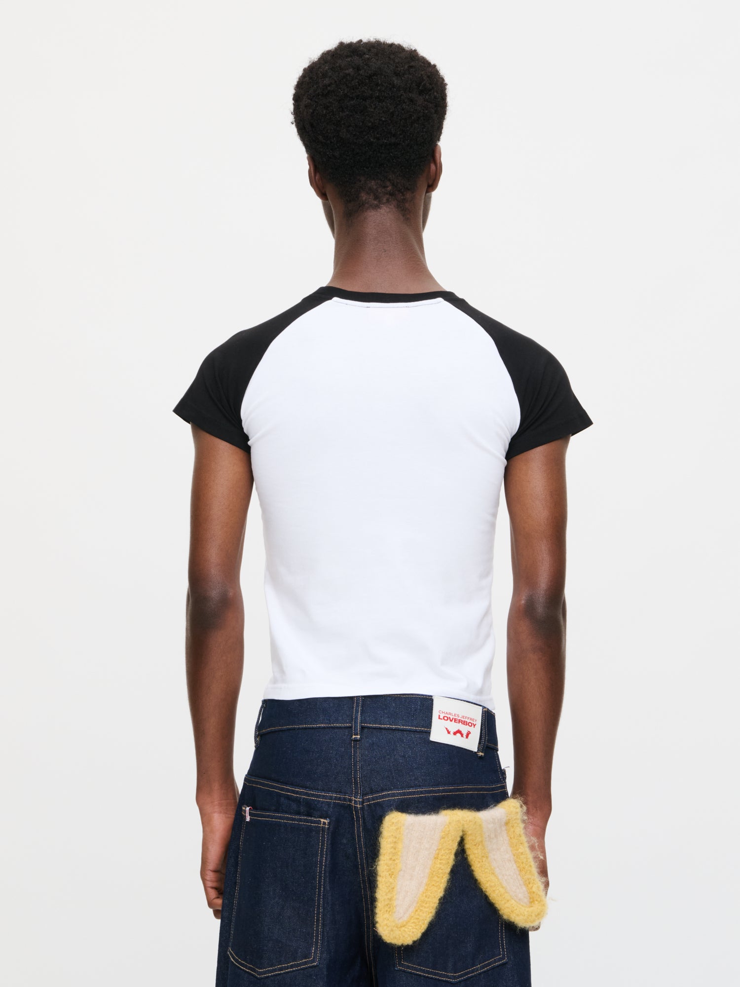 GRAPHIC BABY RAGLAN TEE in WHITE BLACK - Image 2