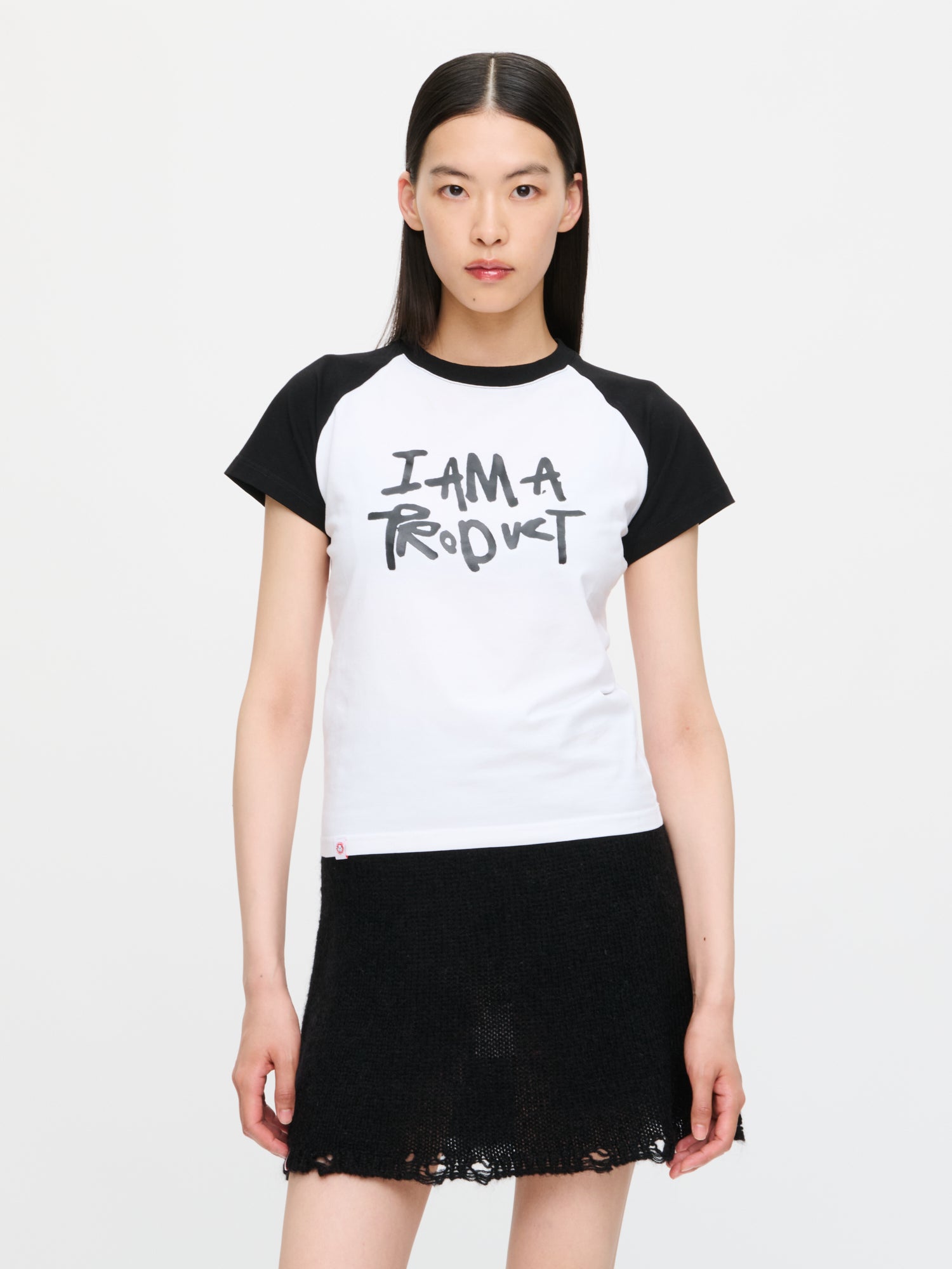 GRAPHIC BABY RAGLAN TEE in WHITE BLACK - Image 3