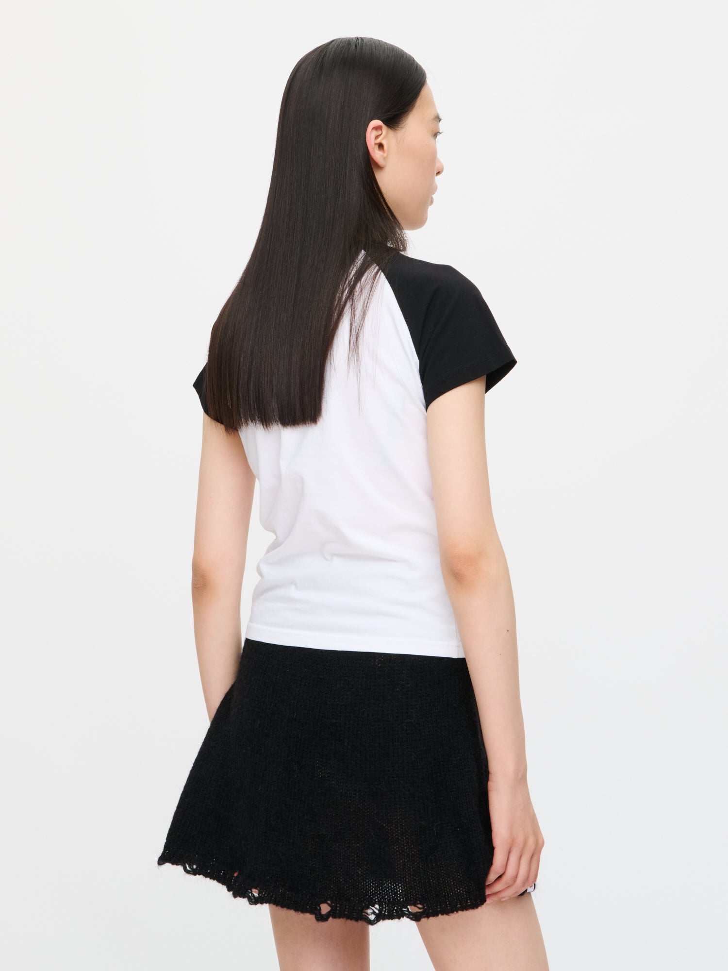 GRAPHIC BABY RAGLAN TEE in WHITE BLACK - Image 4